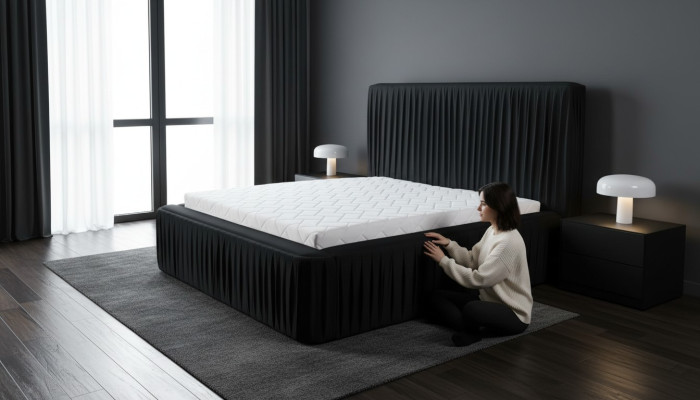 Black double bedroom wood furniture design elegant fabric classic new furniture