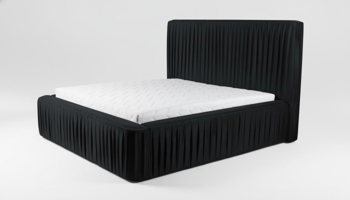 Black double bedroom wood furniture design elegant fabric classic new furniture