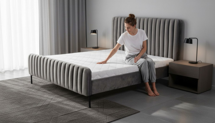 Gray double bedroom wooden furniture design elegant fabric classic furniture new