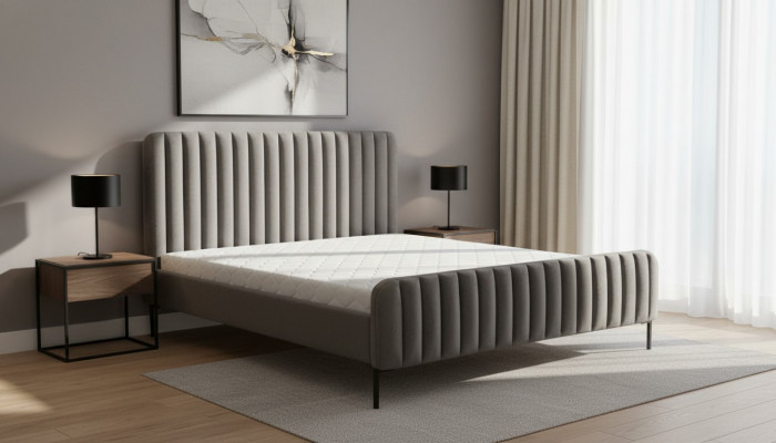 Gray double bedroom wooden furniture design elegant fabric classic furniture new