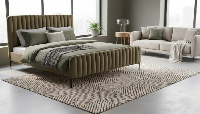 Green double bedroom wooden furniture design elegant fabric classic furniture