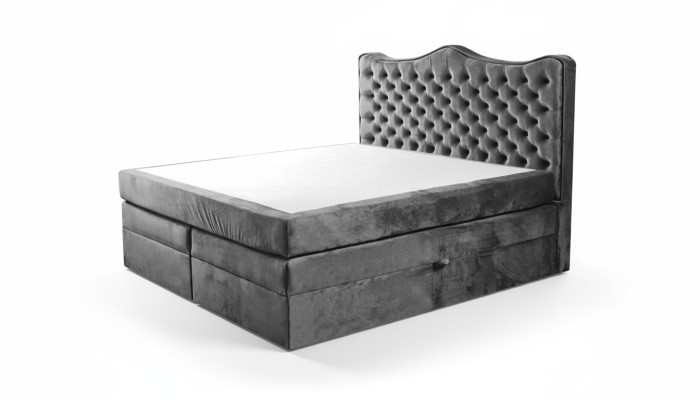 Bed frame gray chesterfield bedroom design elegant fabric classic furniture