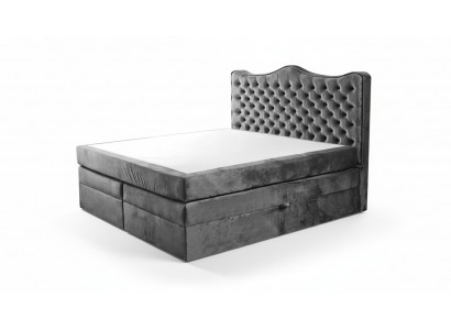 Bed frame gray chesterfield bedroom design elegant fabric classic furniture