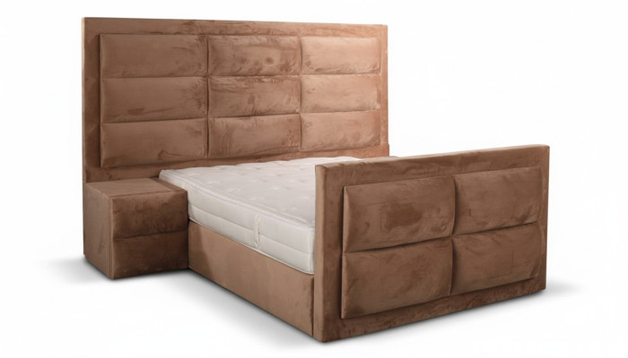 Classic bed wood brown bedroom furniture design elegant fabric new