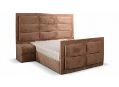 Classic bed wood brown bedroom furniture design elegant fabric new