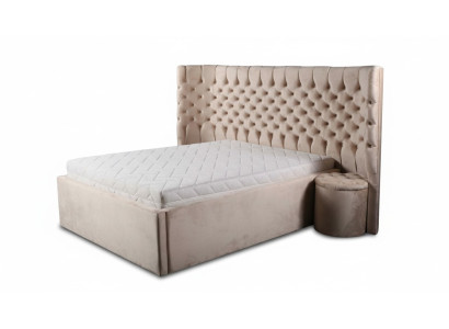 Beige Chesterfield double bed modern bedroom furniture luxury beds