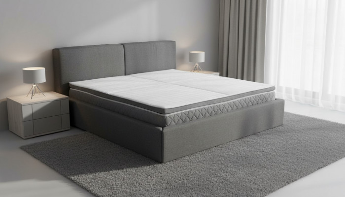 Gray double bed upholstered beds bed frame design elegant fabric bed