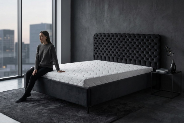 Black Chesterfield Bed Classic Bedroom Furniture Design Fabric