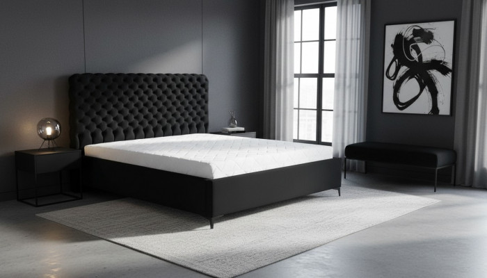 Black Chesterfield Bed Classic Bedroom Furniture Design Fabric