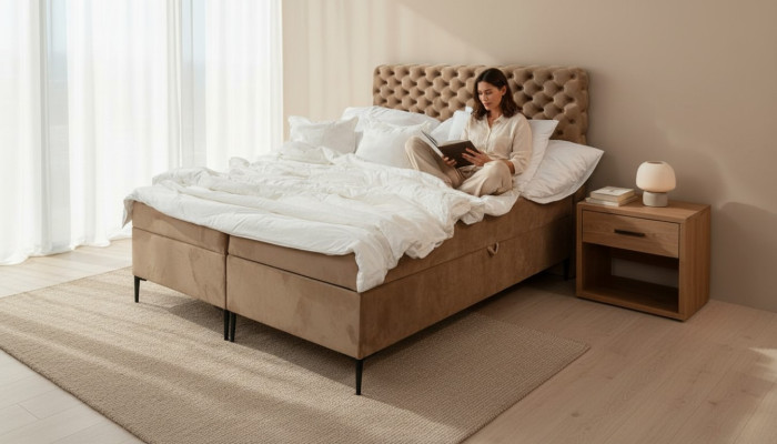 Brown Chesterfield Double Bed Luxury Box Spring Bed Bedroom Beds