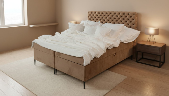 Brown Chesterfield Double Bed Luxury Box Spring Bed Bedroom Beds