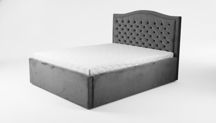 Gray Chesterfield bed Classic bedroom furniture design Elegant fabric