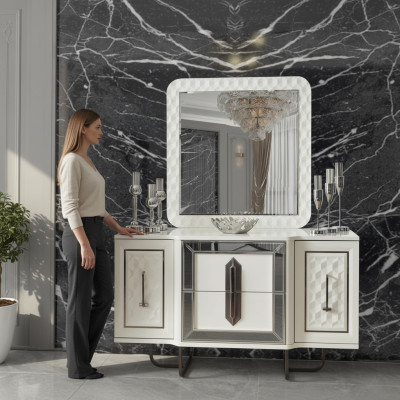 Sideboard White Dresser Console Table Mirror 2-piece Dressers Sideboards