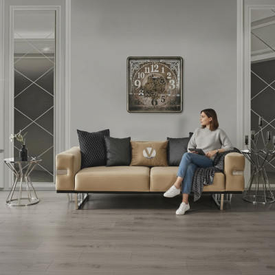 Luxury sofa with stainless steel legs seat cushion designer sofas furniture 230cm
