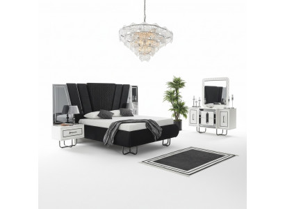 Bedroom Bed 2x Nightstands + Dresser Set Complete Design Furniture 4-piece