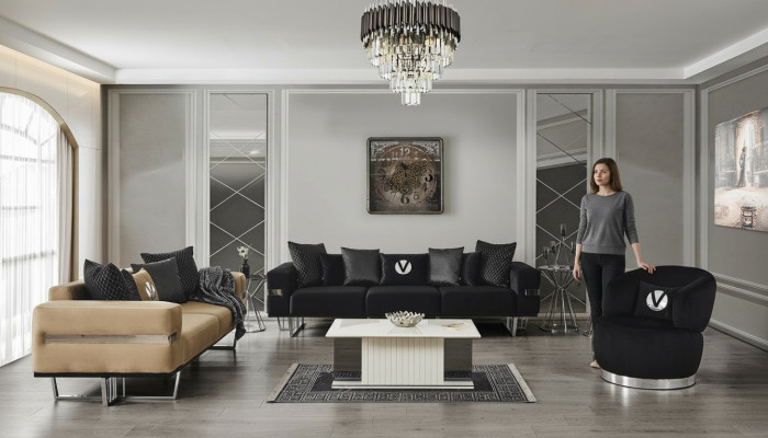 Living room furniture Italian furnishings sofa set fabric sofa couches 4-piece set