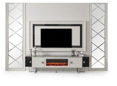 Luxury Sideboard Living Wall with Fireplace TV Stand TV Board Wall Unit
