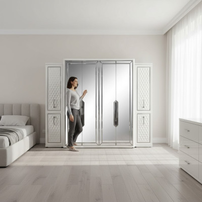 Wardrobe Closet Luxury Wood Cabinets Design Furniture Bedroom White New