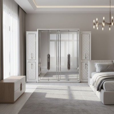 Wardrobe Closet Luxury Wood Cabinets Design Furniture Bedroom White New