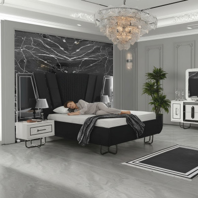 Bedroom bed with 2 nightstands double bed furniture upholstered beds 3-piece box