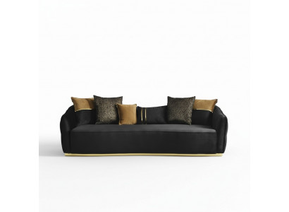 Golden fabric 3-seater upholstered textile sofa brown couch sofas furniture