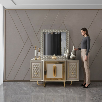 Set of furniture sideboard mirror dressers luxury sideboard cabinet set wood new