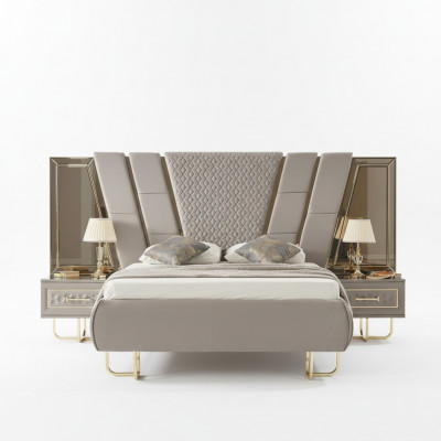 Luxury bedroom nightstand beds bed 3-piece complete set design furnishings