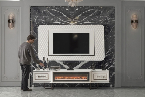 Fireplace sideboard TV stand RTV cabinet 2-piece wall unit TV board wall