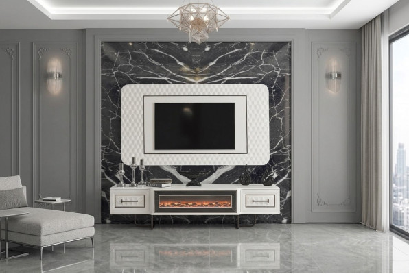 Fireplace sideboard TV stand RTV cabinet 2-piece wall unit TV board wall