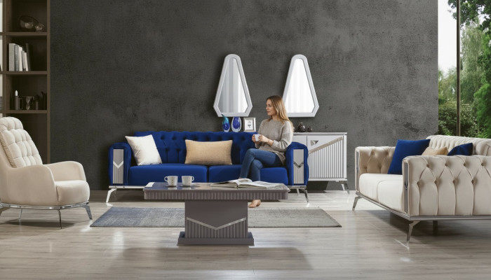 Sofa Set Couch Set Upholstered Furniture 3+3+1 Coffee Table 4-piece Set