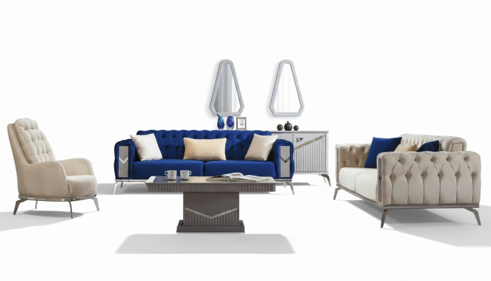 Sofa Set Couch Set Upholstered Furniture 3+3+1 Coffee Table 4-piece Set