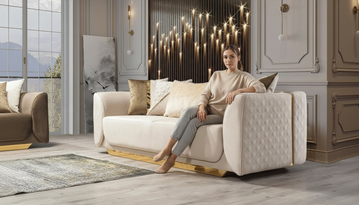 Design 3-Seater Relax Sofas Club Lounge Sofa Textile Upholstery Couch Fabric Couches