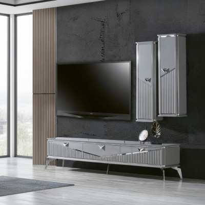 rtv sideboard tv stand television wall living wall lowboard gray high gloss