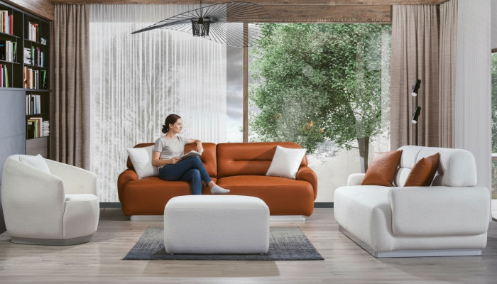 Cozy sofa set living room couch seat cushion suite 3+3+1 stool 4-piece set
