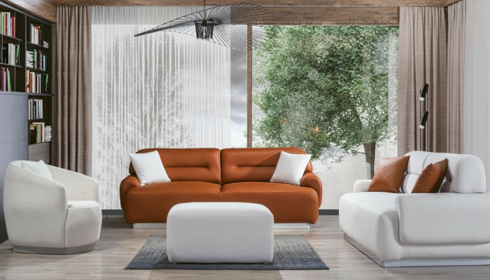 Cozy sofa set living room couch seat cushion suite 3+3+1 stool 4-piece set