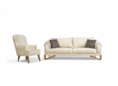 Sofa set beige with wooden frame 3+1 seater couches furniture sets
