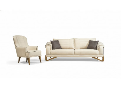 Sofa set beige with wooden frame 3+1 seater couches furniture sets