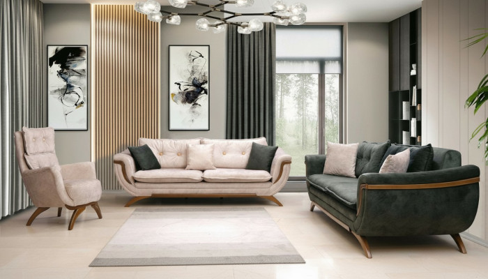 Three-seater living room set 3+3+1 sofa suite seat cushion fabric sofa couch sofa