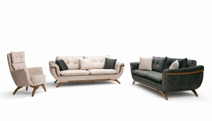 Three-seater living room set 3+3+1 sofa suite seat cushion fabric sofa couch sofa
