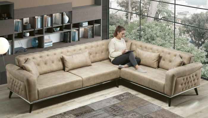 Sofa Couch Beige Living Room Set Design Modern Sofa Corner Sofa New