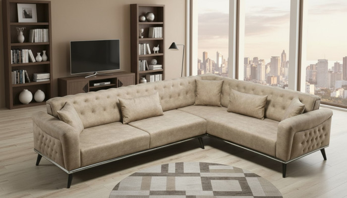 Sofa Couch Beige Living Room Set Design Modern Sofa Corner Sofa New