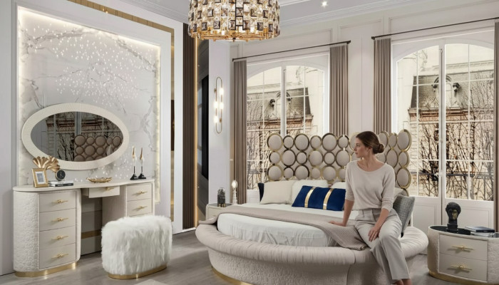 Round bed round design beds leather double luxury hotel frame sleeping room