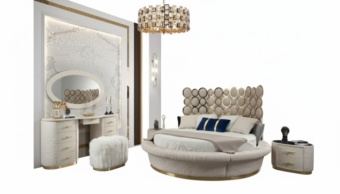 Round bed round design beds leather double luxury hotel frame sleeping room