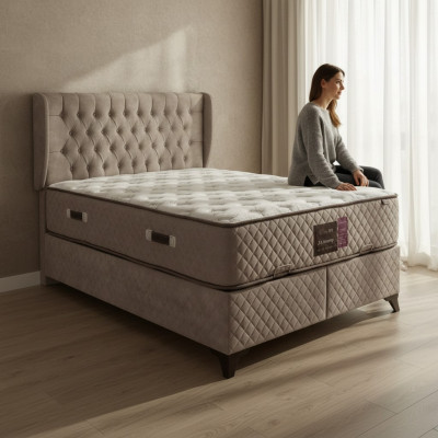 Chesterfield Bed for Bedroom Textile 180x200cm incl. Mattress