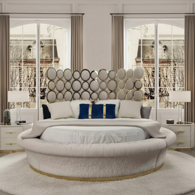 Luxury bed 2x nightstand set beds double bed bedroom hotel marital 3-piece set.