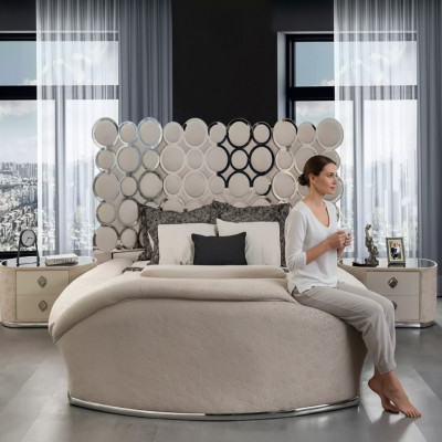 Designer bed luxury textile beds bedroom double bed 200x200cm bed frame