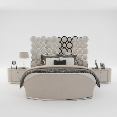 Designer bed luxury textile beds bedroom double bed 200x200cm bed frame