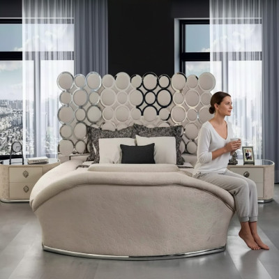 Bedroom bed 2x nightstands luxury bed set complete design furniture