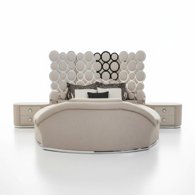 Bedroom bed 2x nightstands luxury bed set complete design furniture