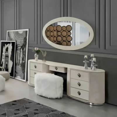 Makeup table set, console mirror, bedroom furniture design, stool set, new